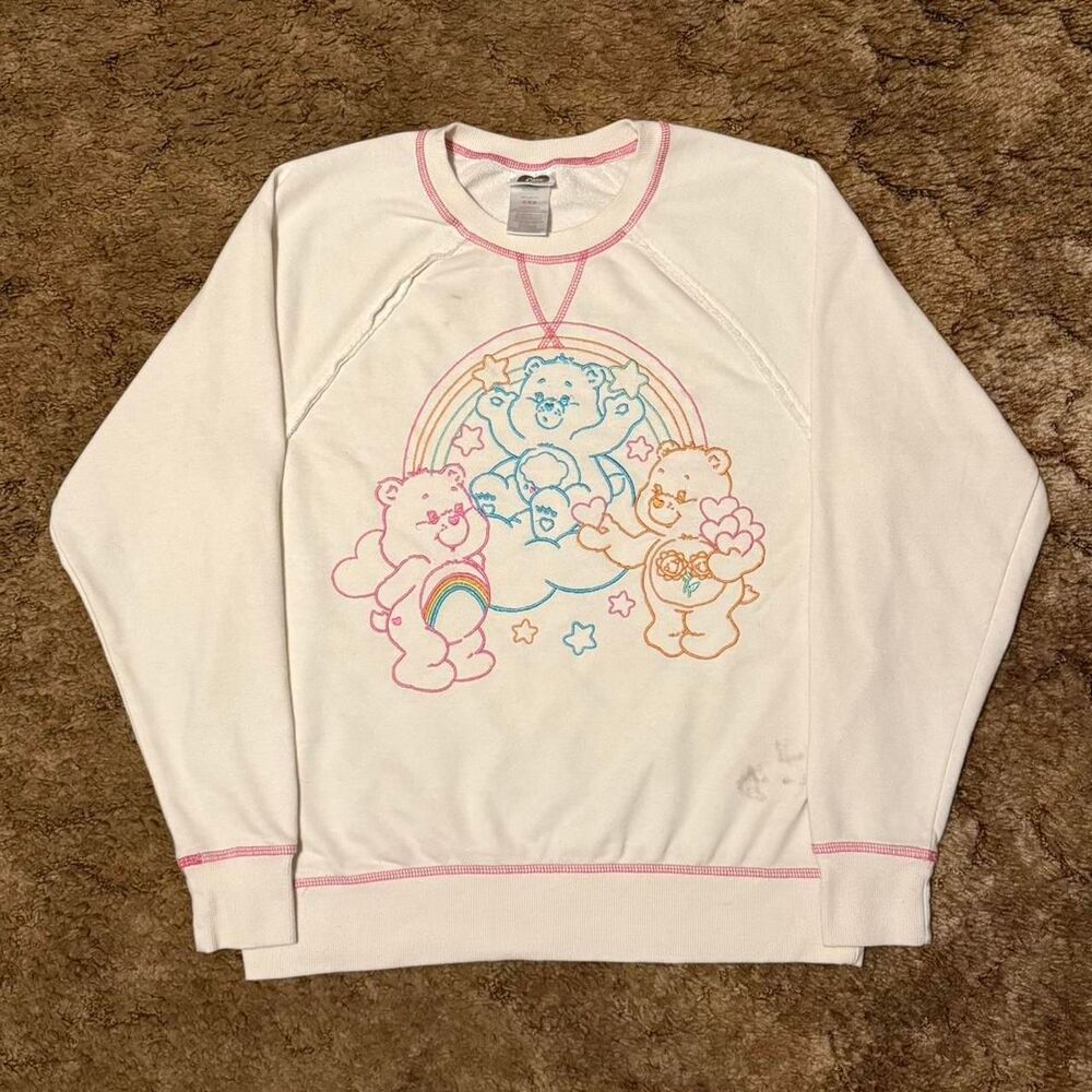 Vintage Y2K Care Bears Crewneck Sweatshirt White Medium